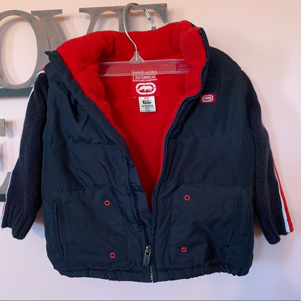 Ecko Unltd Puffer Coat Navy Blue/Red - Picture 5 of 10